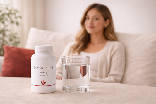Magnesium supplements and heating pad used for period cramps relief.