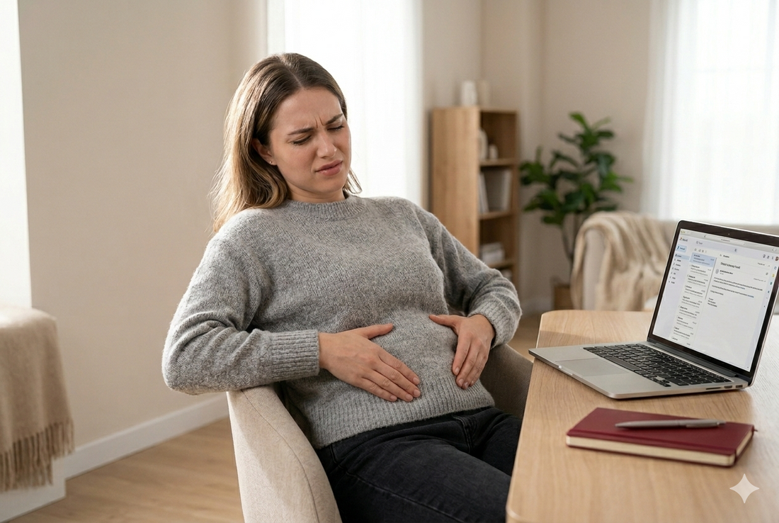 Woman struggling with period cramps